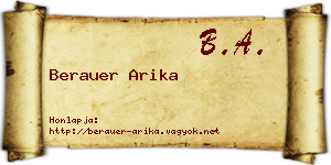 Berauer Arika névjegykártya